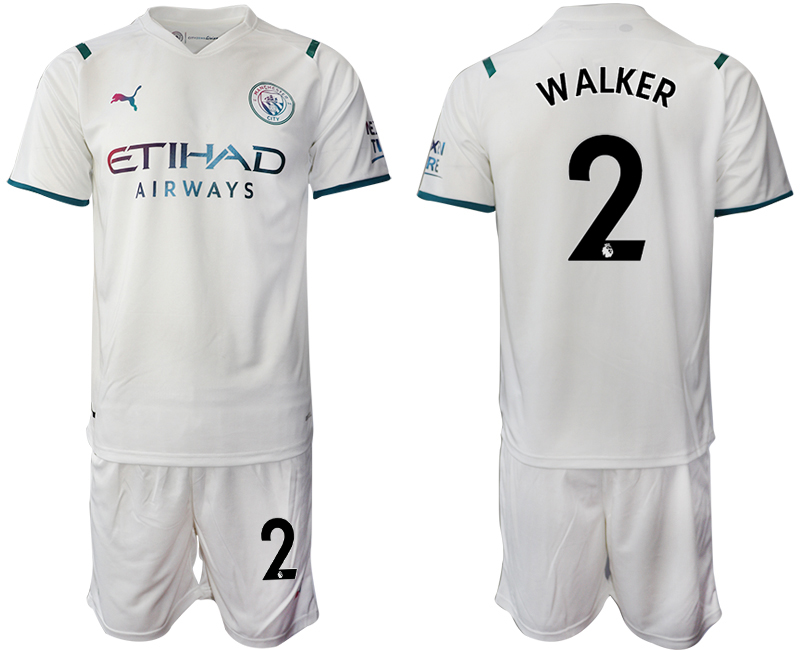 Men 2021-2022 Club Manchester City away White #2 Soccer Jersey